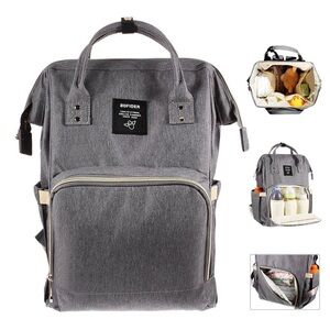 Aofider Gray with Gold accents Diaper Bag Backpack Like New Cond.